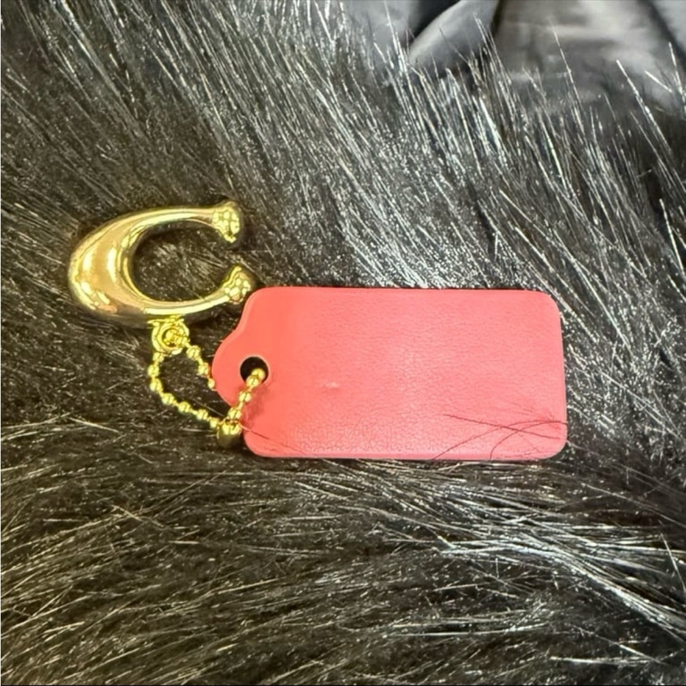 COACH “C” Charm Gold Tone Logo AND Leather Bag Tag with ball chain - Picture 8 of 8